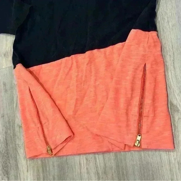 J Crew Women’s Long Sleeve Color Block Tunic Navy Coral Zipper Sweater Size S - Picture 3 of 9